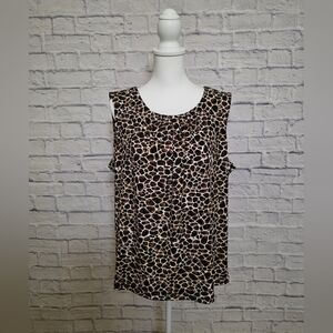 Calvin Klein Ruched Sleeveless Black and White Blouse